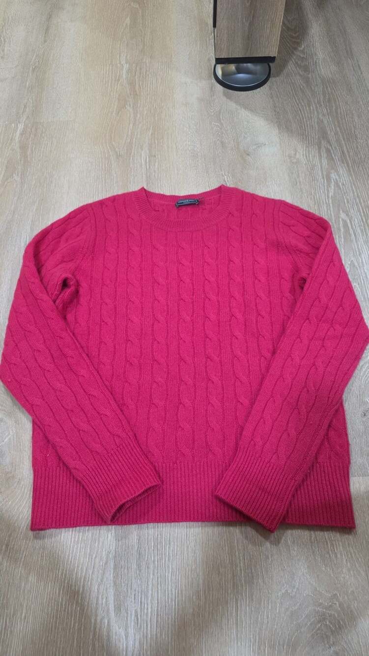 Vineyard Vines 100% Cashmere Cable-Knit Crewneck Sweater Pink Size M
